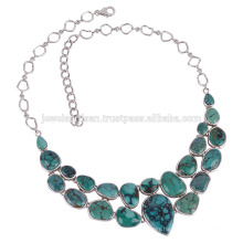 Tibetan Turquoise and 925 Silver Chunky Necklace